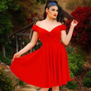 Pinup Girl Clothing Natalie in red crepe